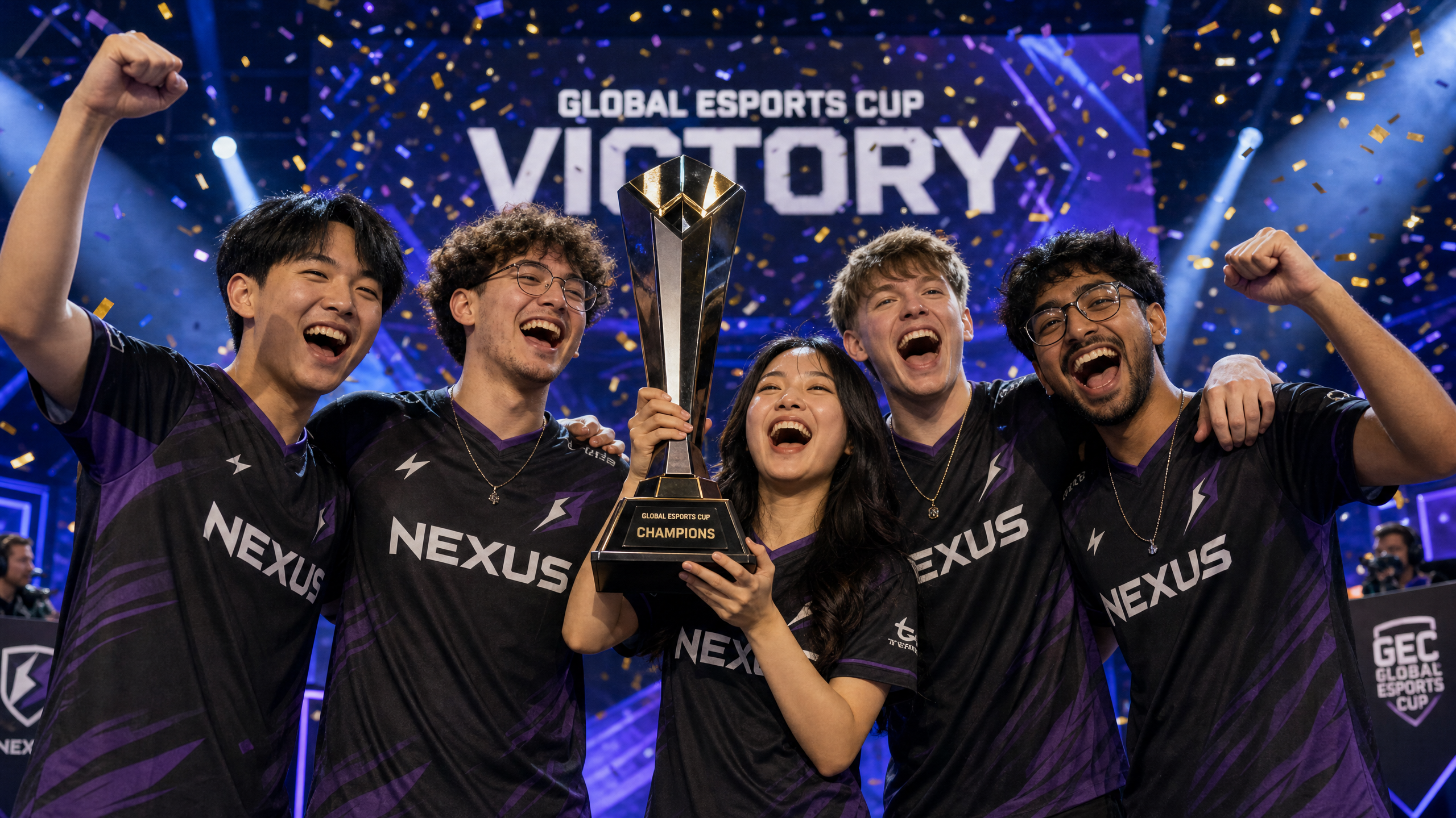 Esports team celebrating